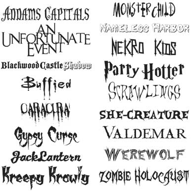 6 Different Fonts Scary Images