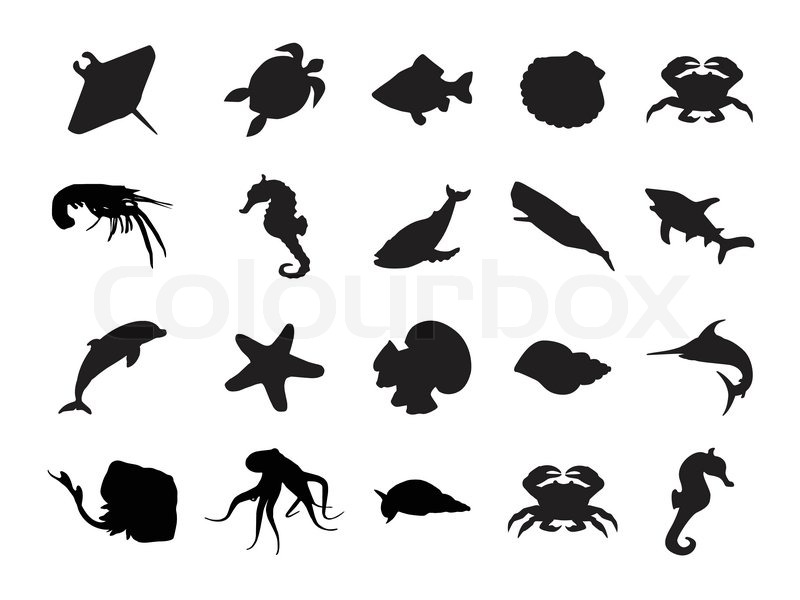 Sea Animals Silhouettes