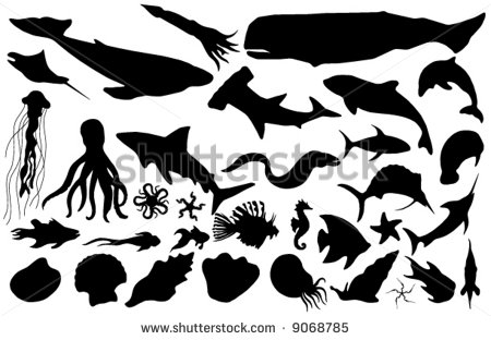 Sea Life Silhouette Clip Art