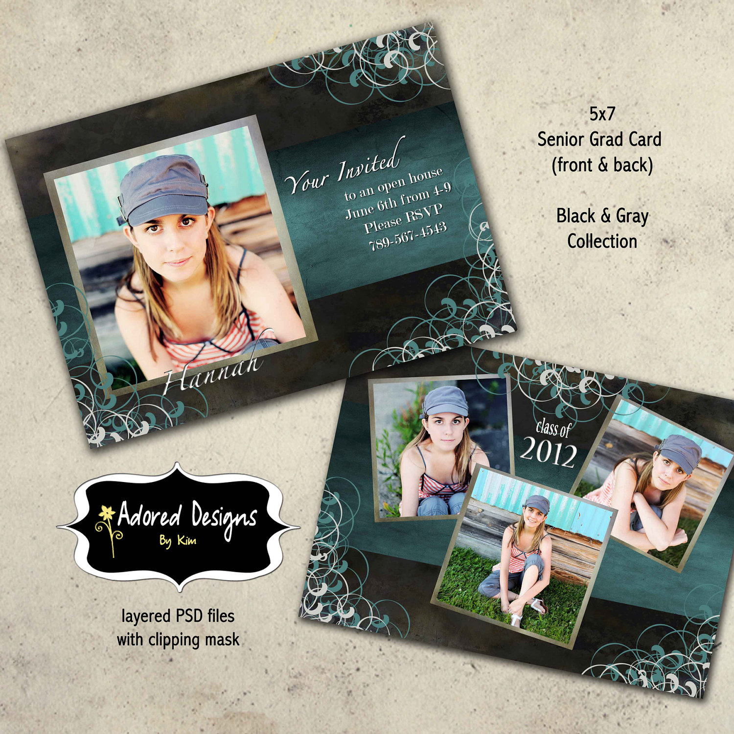 Senior Graduation Announcement Photoshop Template