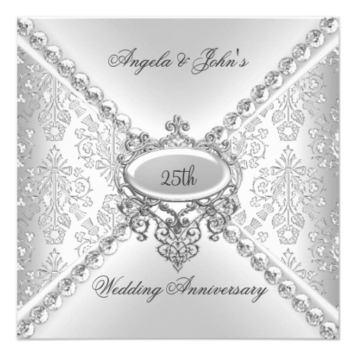 Silver 25th Wedding Anniversary Invitations