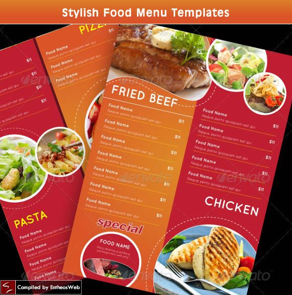 Stylish Food Menu Templates