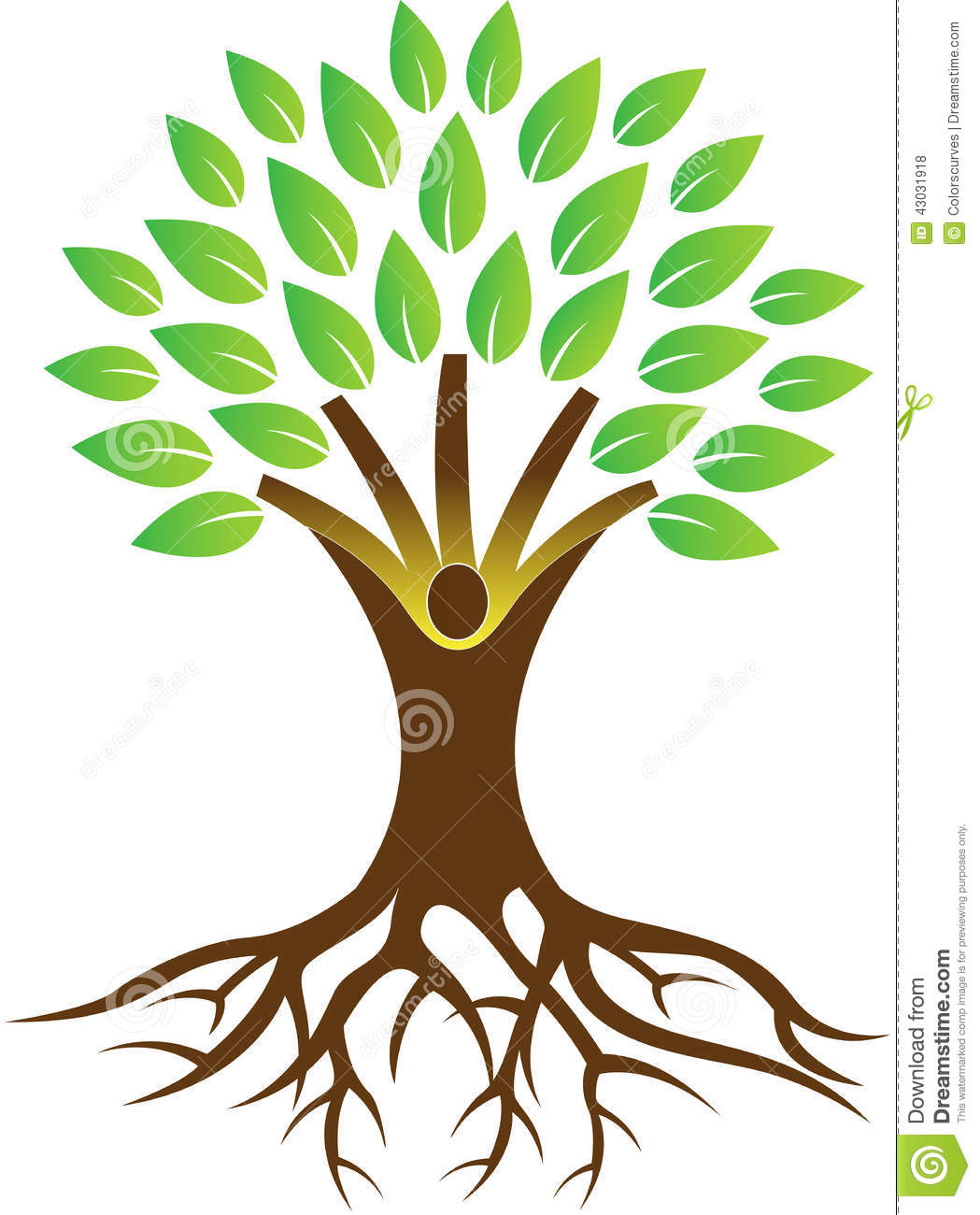 Tree with Roots Drawing Vector