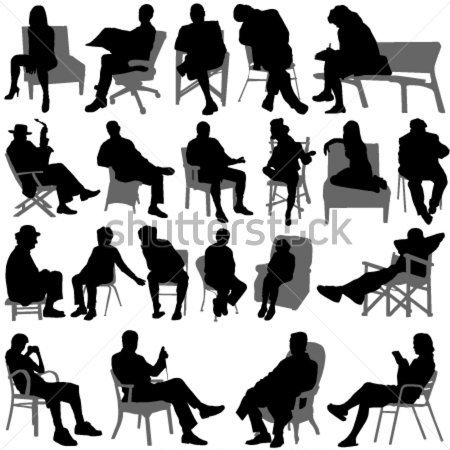 Vector People Silhouettes Sitting