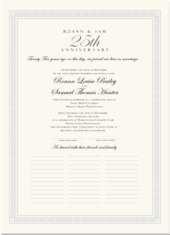 Wedding Anniversary Certificate