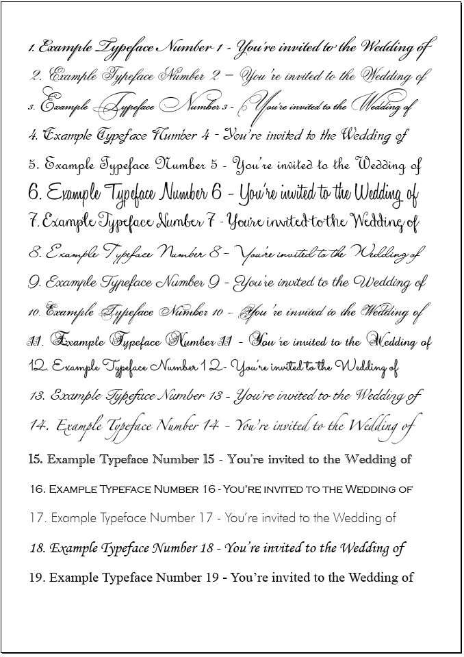 Wedding Invitation Fonts Wedding Invitation Fonts