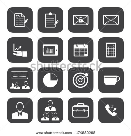 Black and White Business Icons Vector
