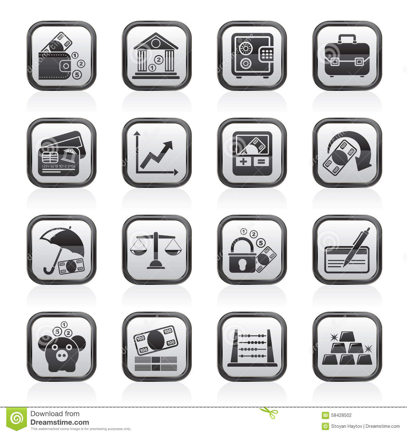 Black and White Business Icons Vector