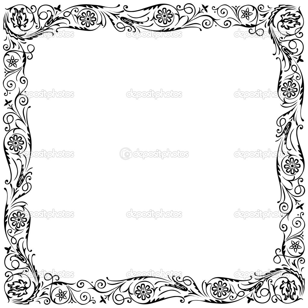 Black and White Flower Border Designs