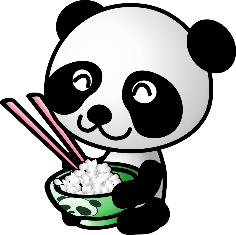 Cartoon Panda Eating Rice