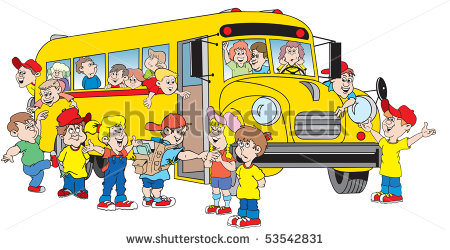 Cartoon School Bus with Kids