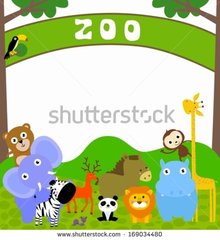 Cartoon Zoo Animal Borders