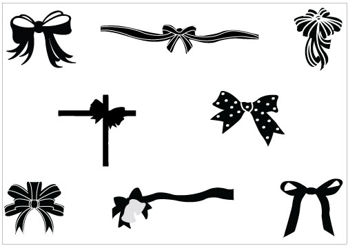 Christmas Ribbon Clip Art Black and White