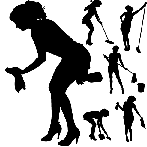 Cleaning Lady Silhouette Vector