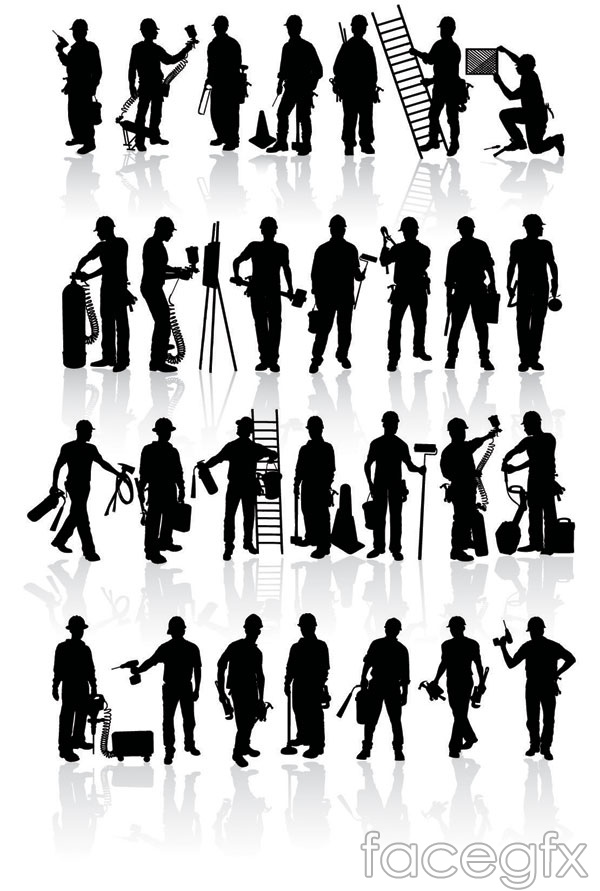 Construction Worker Silhouette Vector