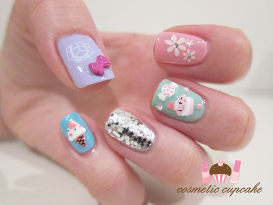 Cute Happy Birthday Nail Art Designs