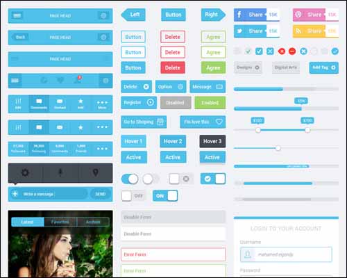 Flat Mobile UI Design PSD