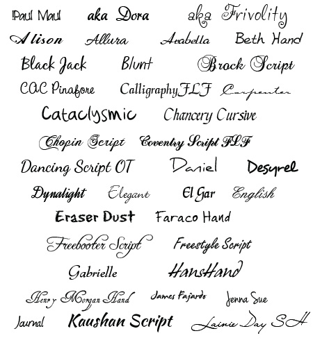 Free Handwriting Script Fonts