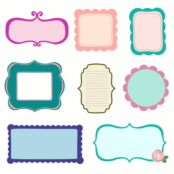 9 Scrapbook Vector Frames Labels Images