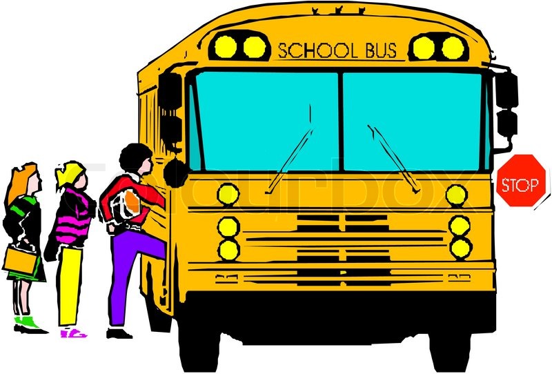 Getting On School Bus Cartoon