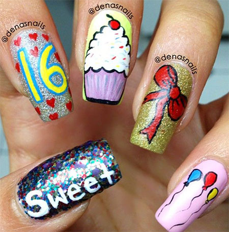 Happy Birthday Nail Art Designs