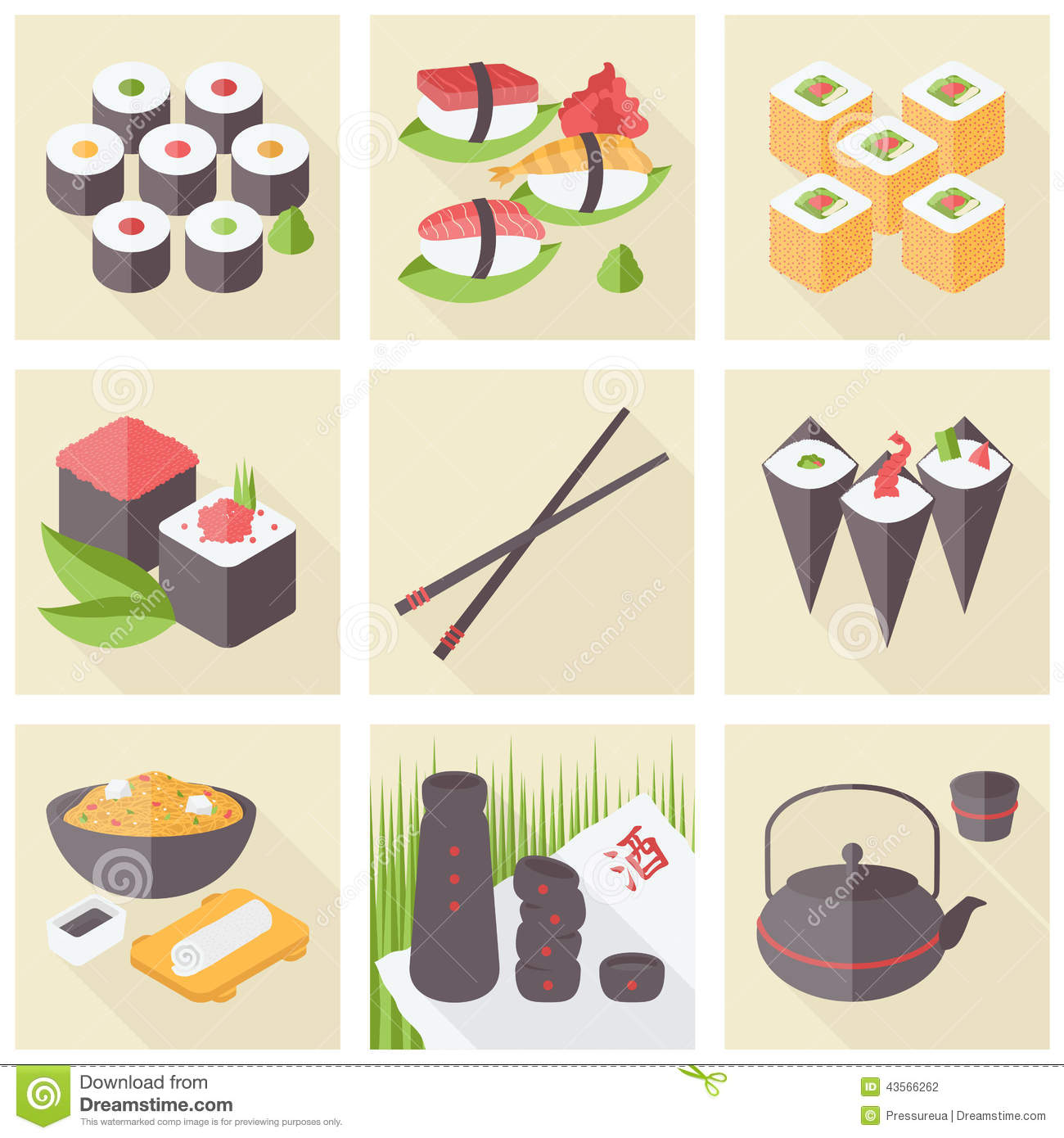Illustration Traditional Japanese Food
