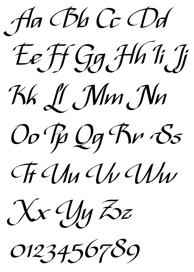 Italic Calligraphy Alphabet Fonts