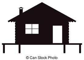 Log Cabin Silhouette Vector Clip Art