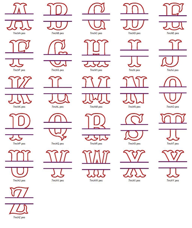Machine Embroidery Split Letter Fonts Alphabet Machine Embroidery Split Letter Fonts Alphabet