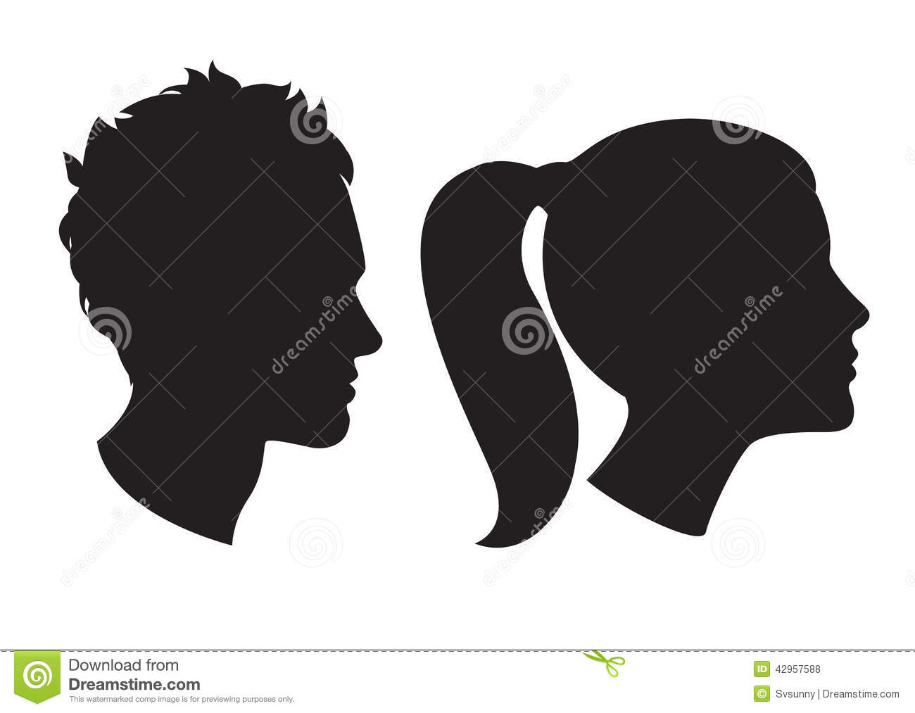 Man and Woman Head Silhouette