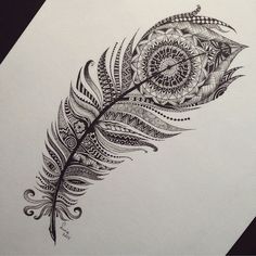Mandala Feather Drawing