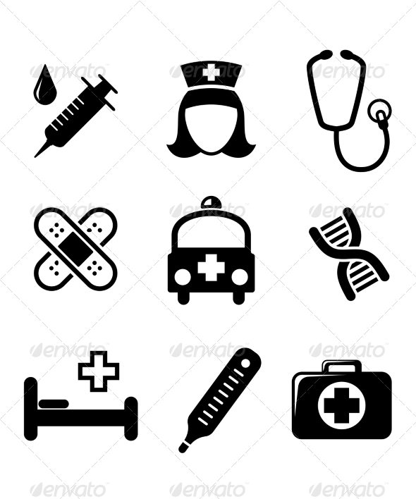 Medical Icons Black and White