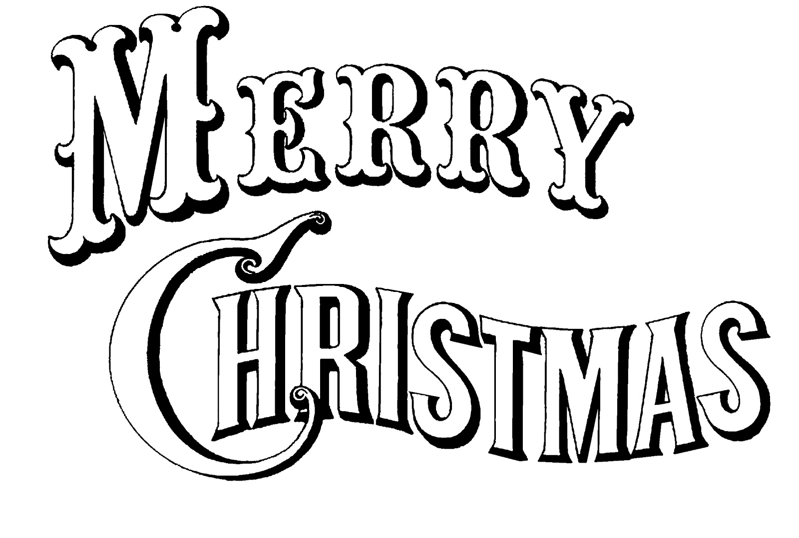 Merry Christmas Clip Art Black White