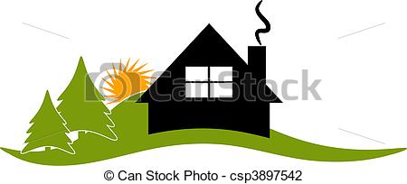 Mountain Cabin Clip Art Vector