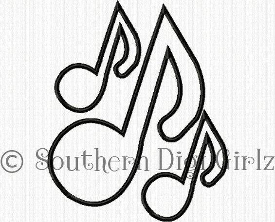 Music Note Applique Embroidery Design