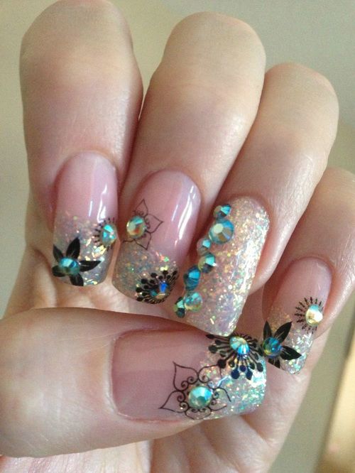 Nail Art Designs with Diamonds