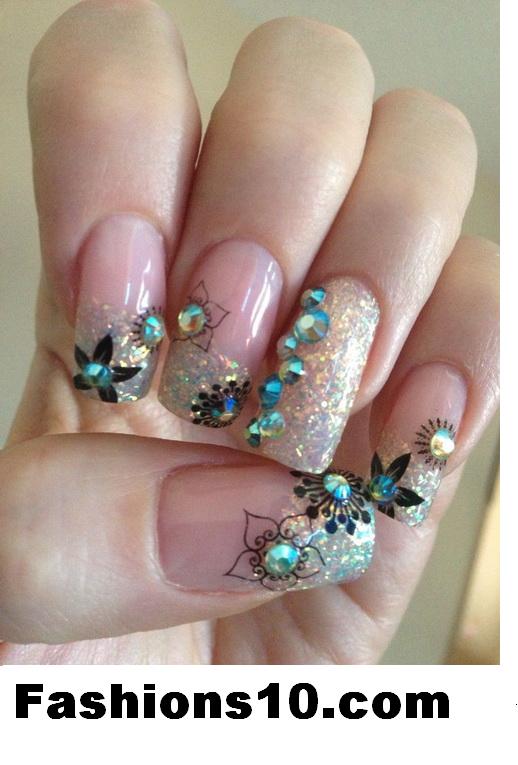 Nail Art Designs with Diamonds