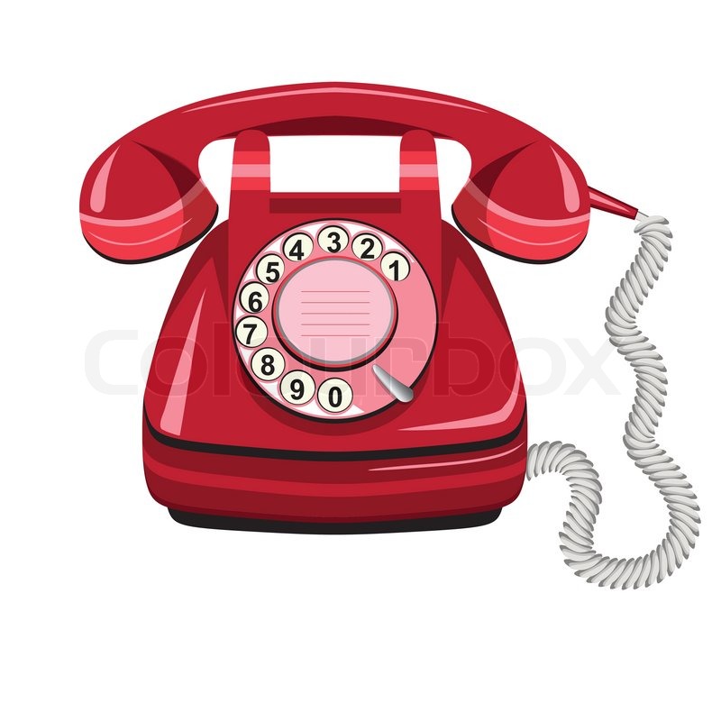 Old Red Telephone Icon On White Background