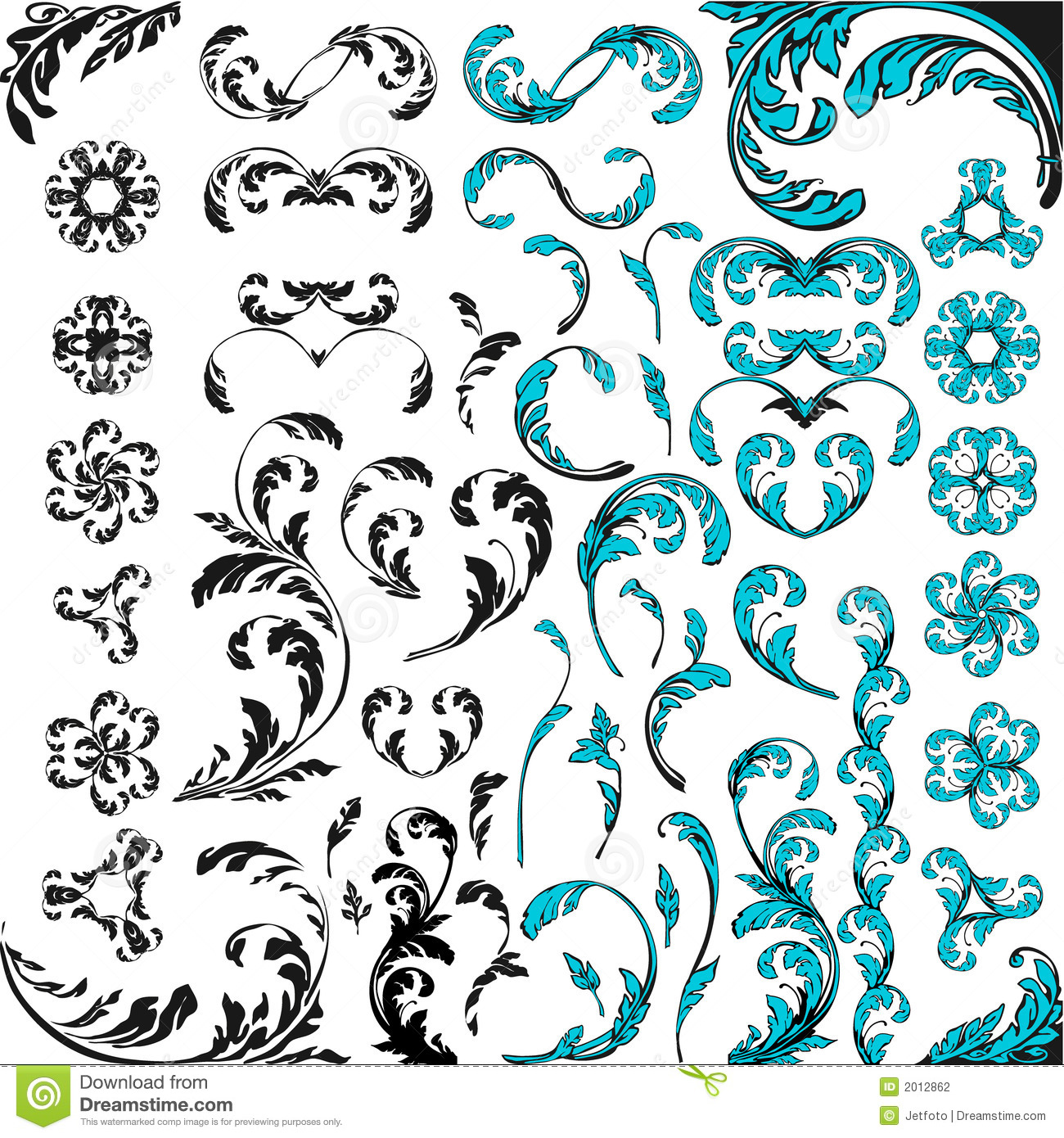 Ornamental Floral Vector Design Elements