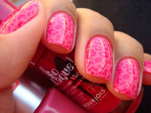 Pink Animal Print Nails