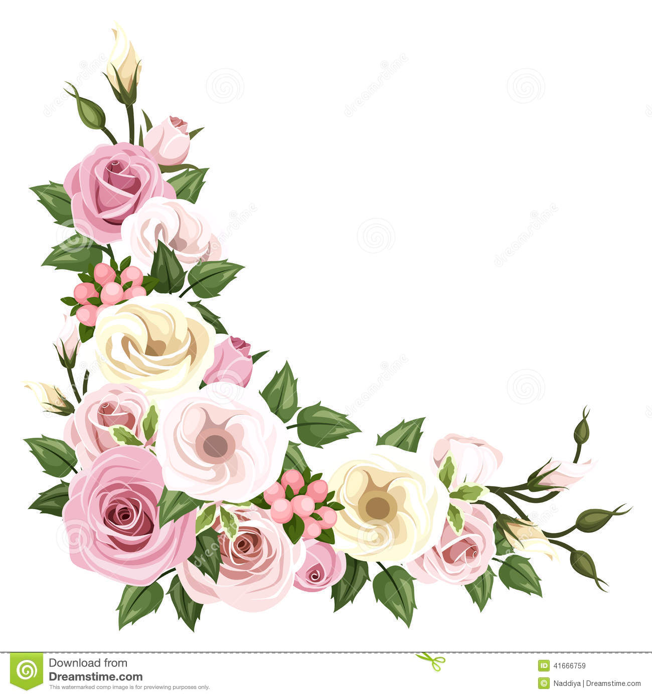 Pink Flowers White Background Corner