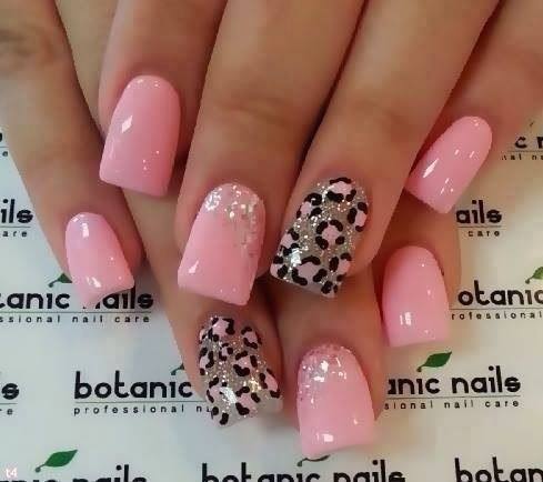 Pink Leopard Print Nail Design