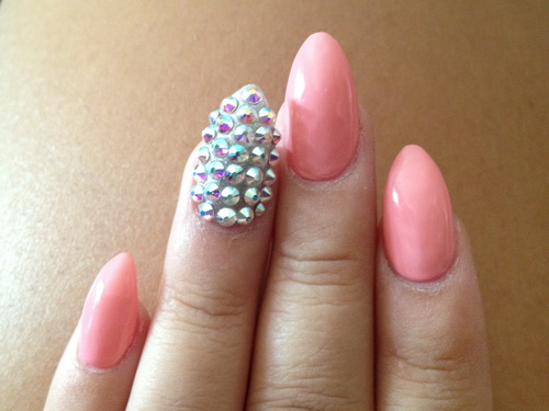 Pink Nail Designs with Diamonds