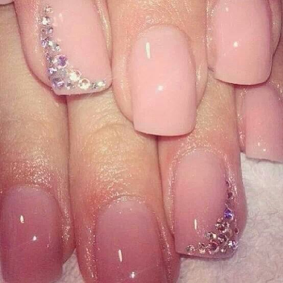 Pink Rhinestone Nails