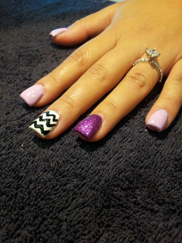 Purple Acrylic Nails Chevron