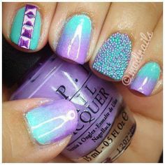 Purple and Teal Nails