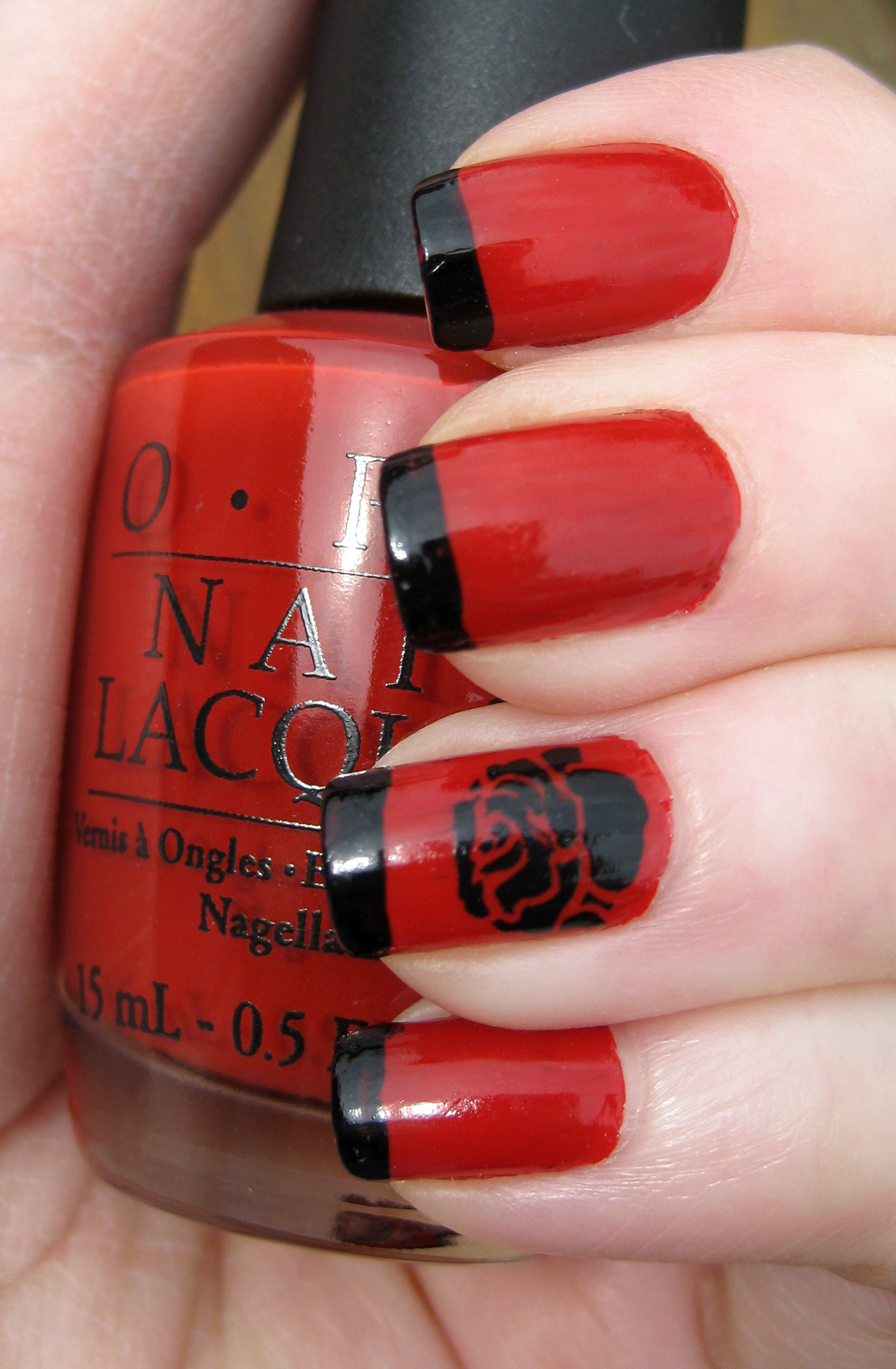 Red and Black Nail Design