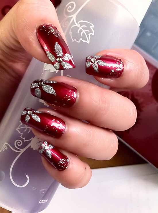 Red and Silver Nail Art Designs