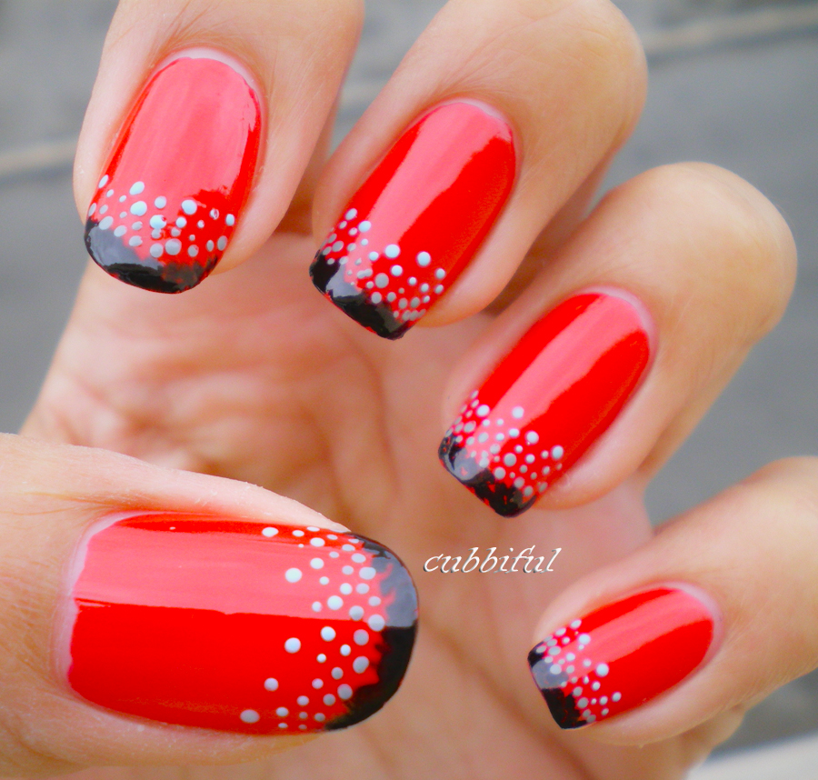 Red White and Black Nail Art Designs
