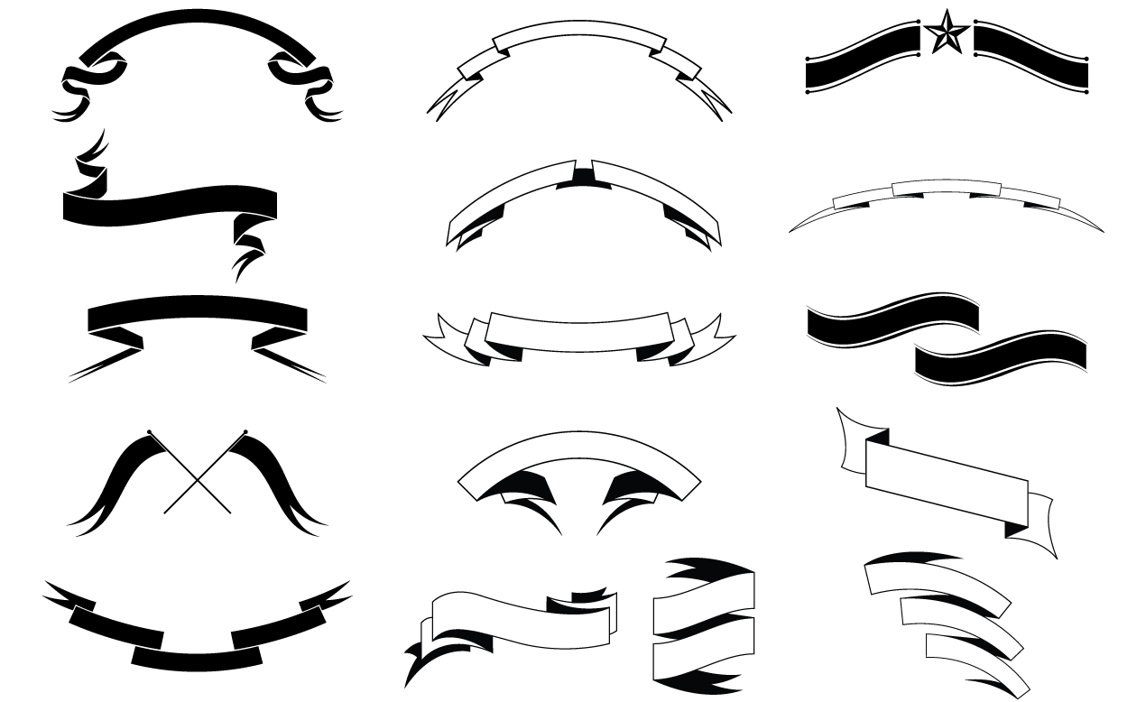 12 Photos of Ribbon Banner Outline Vector